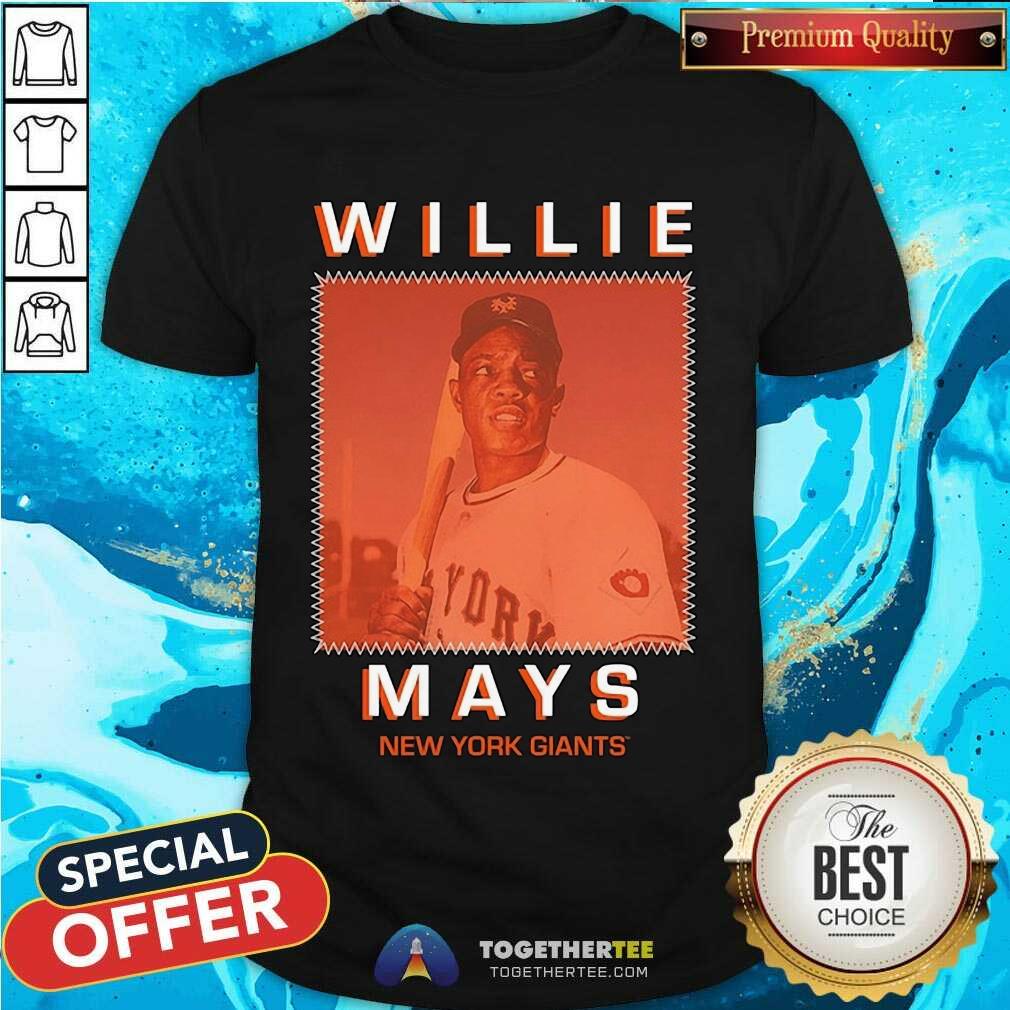 Great Willie Mays Black New York Giants Cooperstown T-Shirt