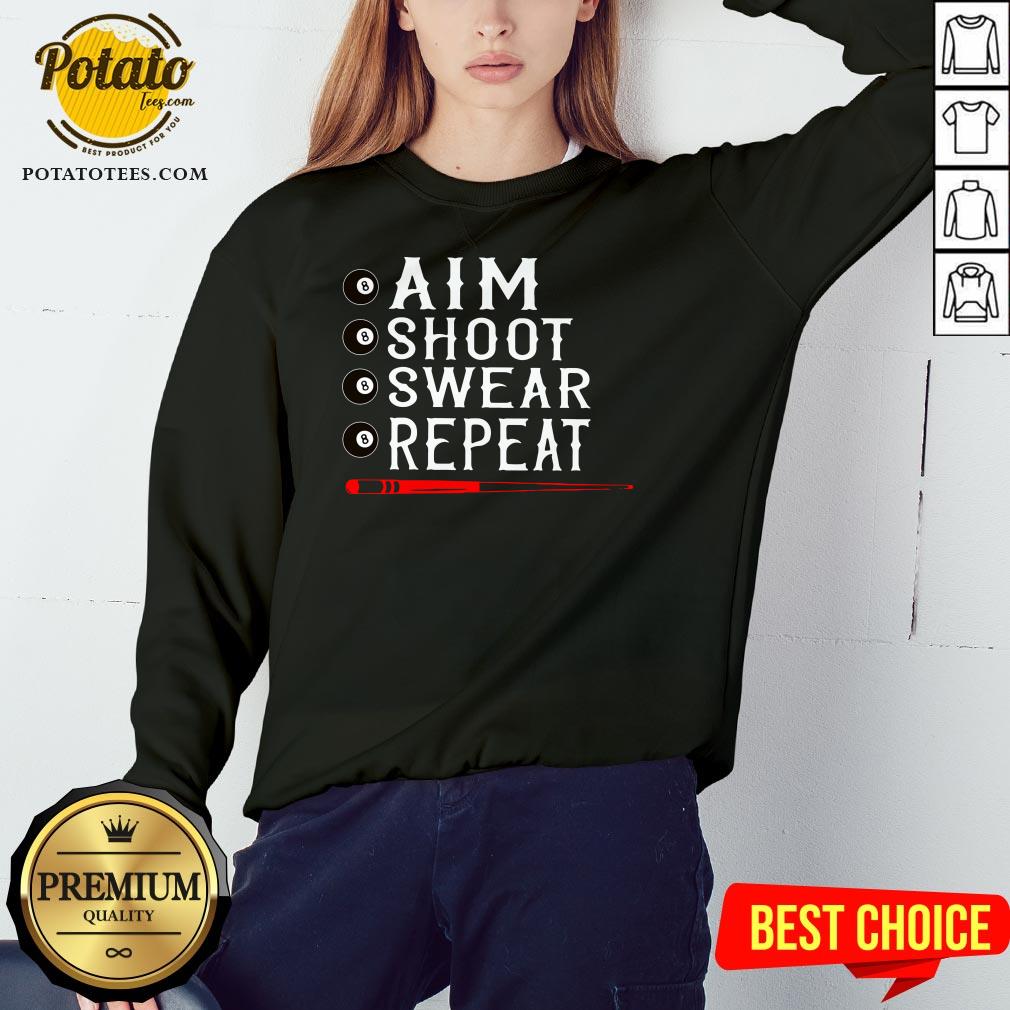 Good Aim Shoot Swear Repeat Billiards Christmas Shirt - Image 4