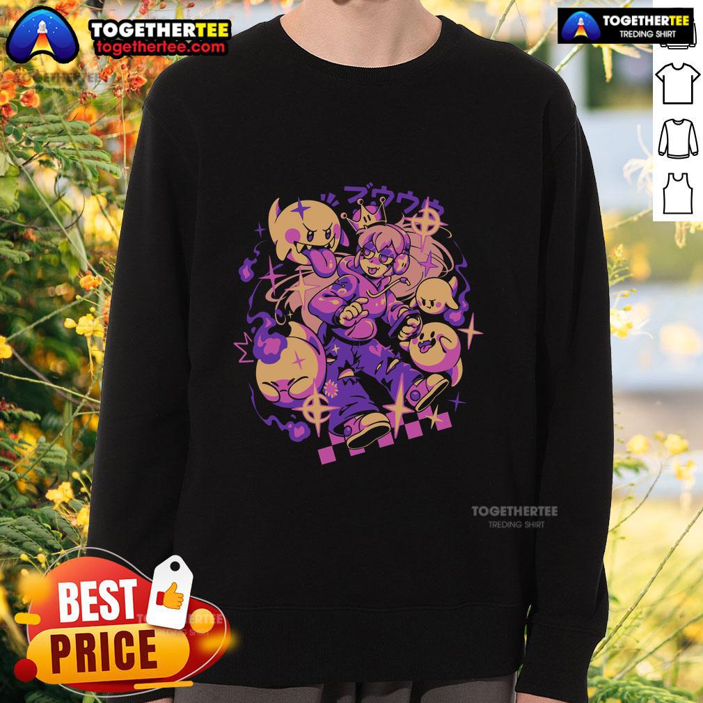 Hot Ghost Princess Gamer Boo Retro Anime Vaporwave Gamer T-Shirt - Image 5