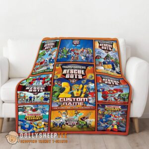Alternative view of Happy Hot Transformer Rescue Bots Collage Poster Blanket Fleece Customized Blanket