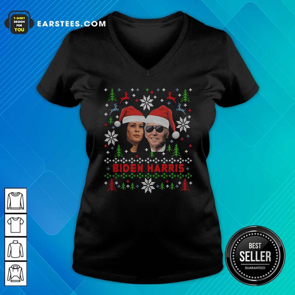 Awesome Joe Biden And Kamala Harris Wear Hat Santa Claus Merry Xmas Shirt - Image 3