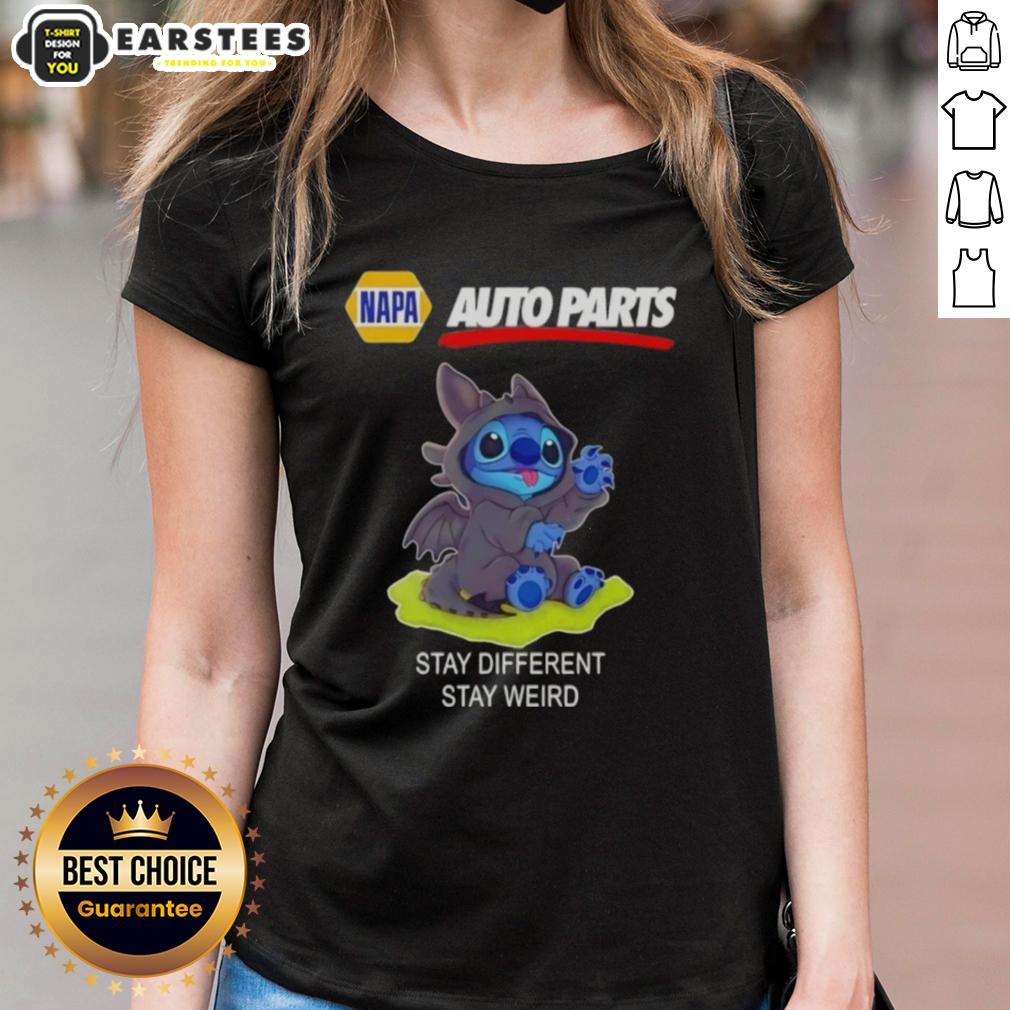 Cute Stitch Cosplay Toothless X Napa Auto Parts Stay Different Stay Weird T-Shirt - Image 3