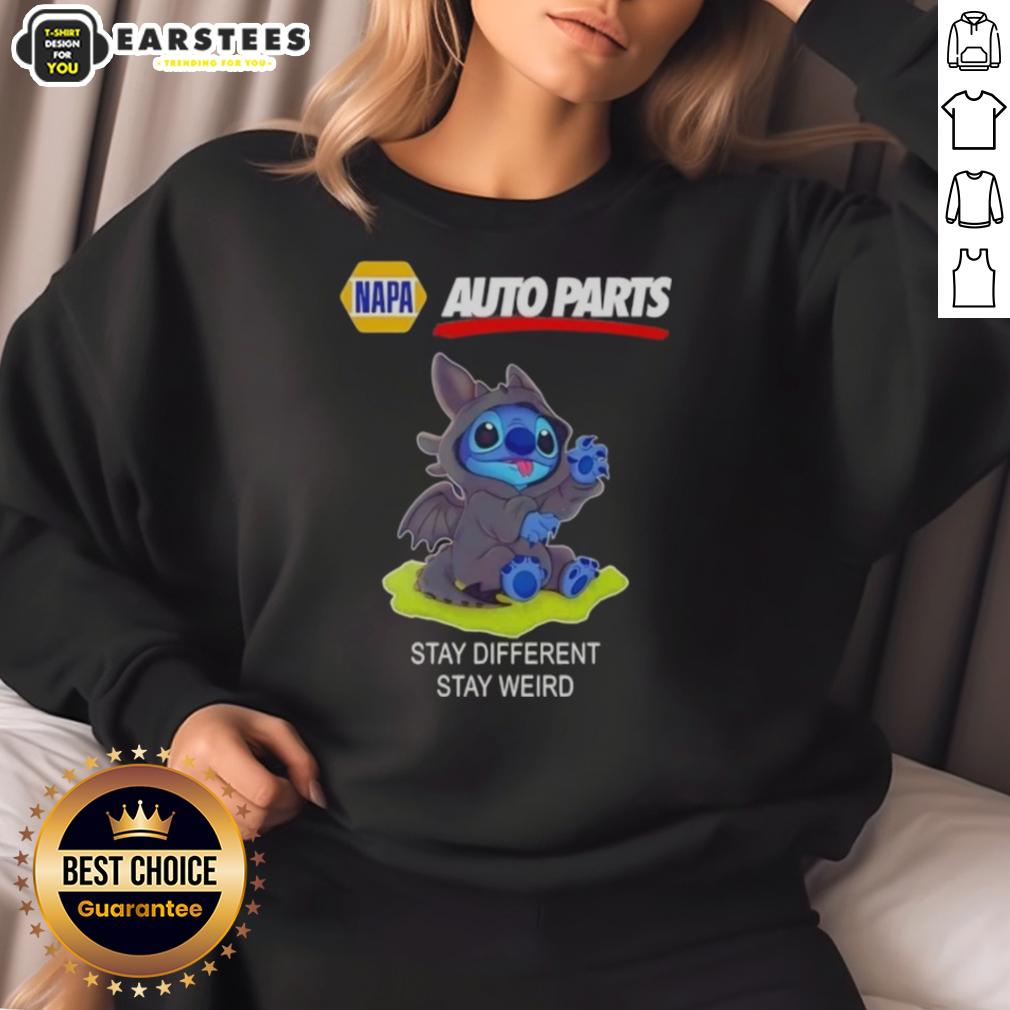 Cute Stitch Cosplay Toothless X Napa Auto Parts Stay Different Stay Weird T-Shirt - Image 5