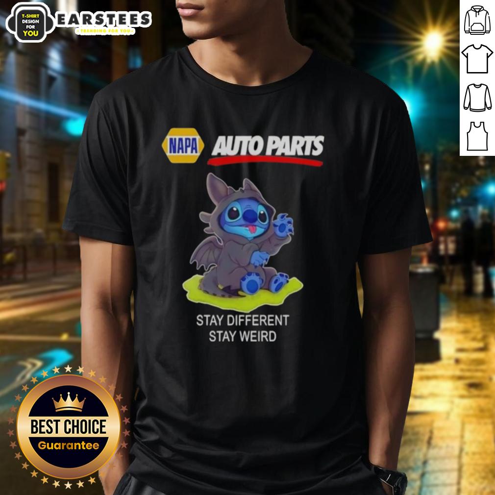 Cute Stitch Cosplay Toothless X Napa Auto Parts Stay Different Stay Weird T-Shirt