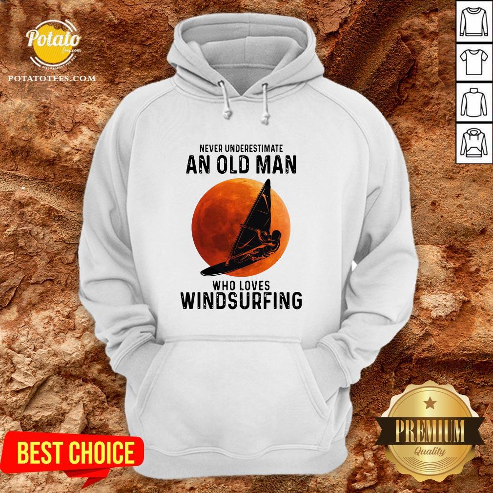 Never Underestimate An Old Man Who Loves Windsurfing Moon Shirt - Image 5