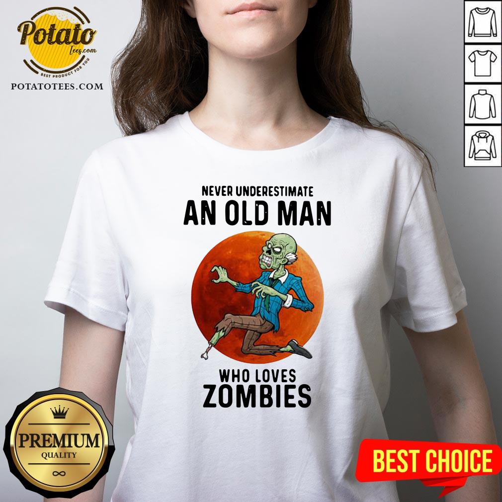 Never Underestimate An Old Man Who Loves Zombies Moon Shirt - Image 5