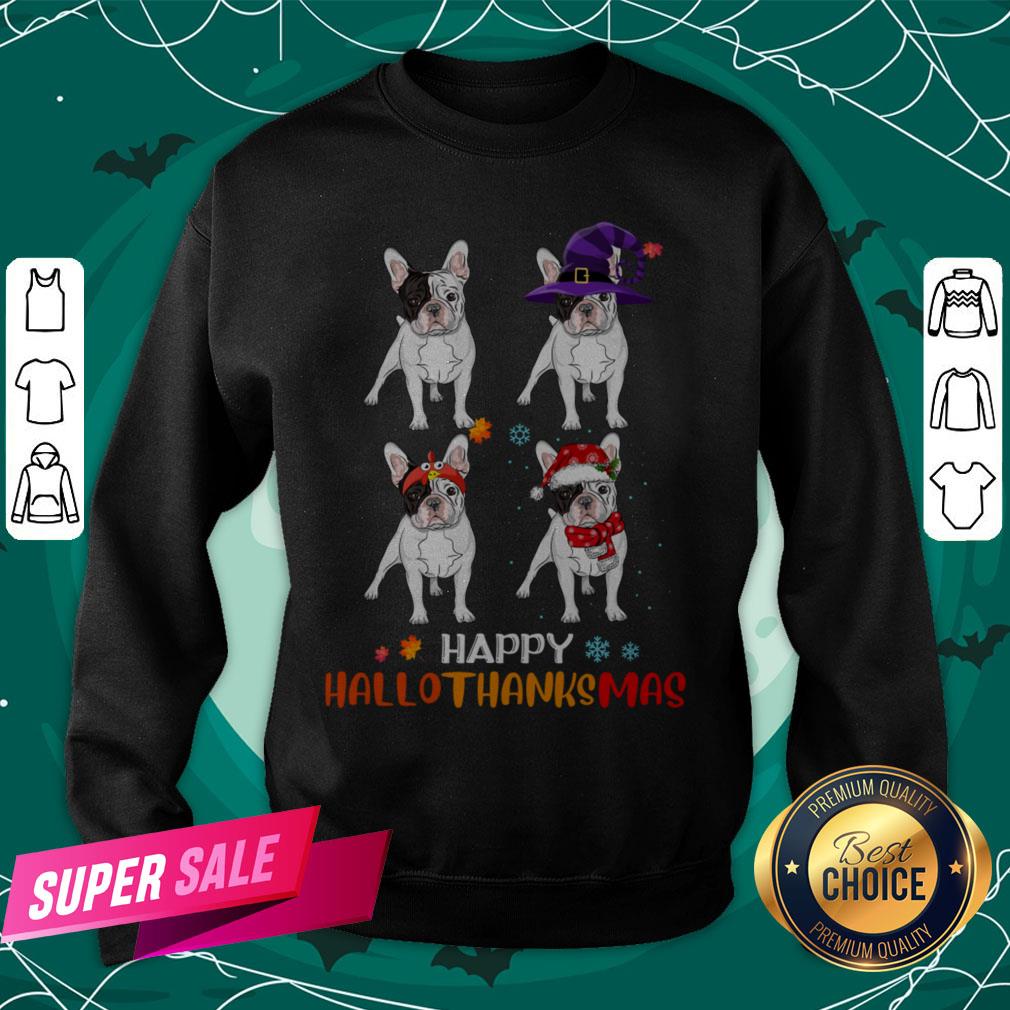 Pretty French Bulldog Retriever Happy Hallothanksmas Shirt - Image 4