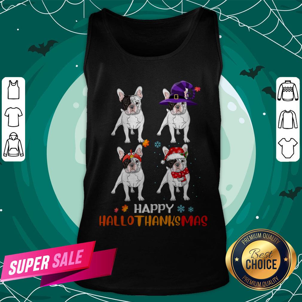 Pretty French Bulldog Retriever Happy Hallothanksmas Shirt - Image 3