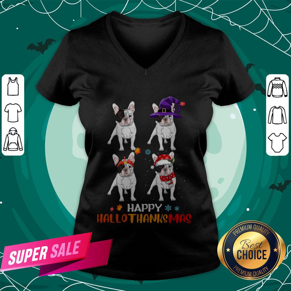 Pretty French Bulldog Retriever Happy Hallothanksmas Shirt - Image 2