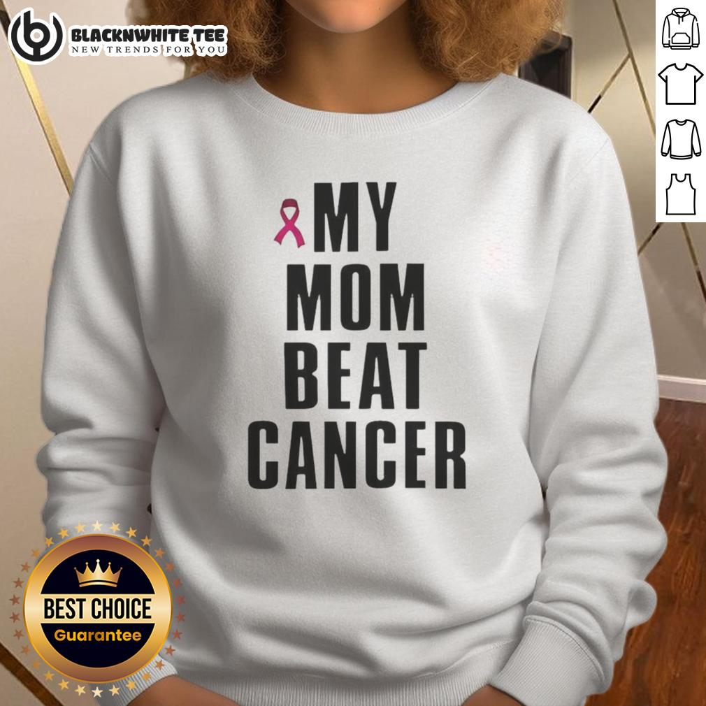 Top My Mom Beat Cancer Pink Ribbon T-Shirt - Image 5