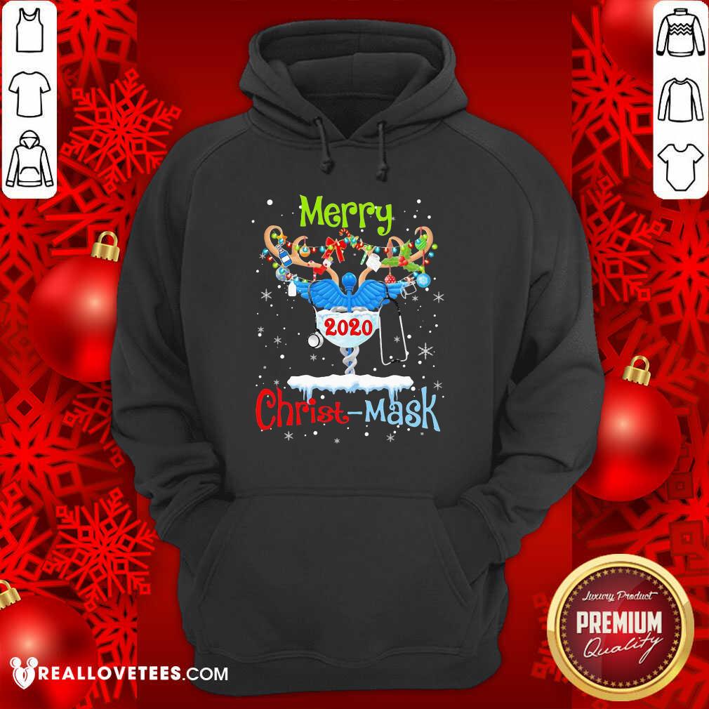 Awesome Merry CNA 2020 Christ Mask Christmas Shirt - Image 4