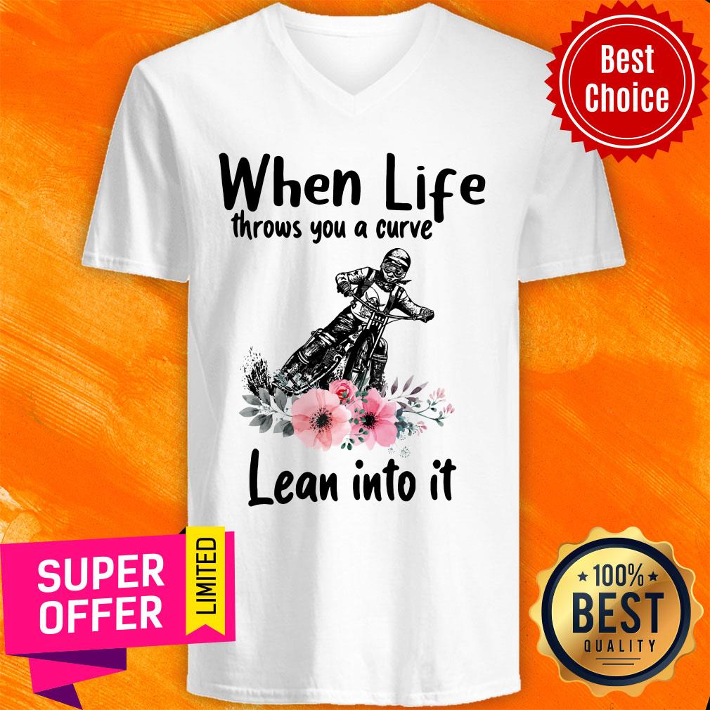 When Life Throws You A Curve Lean Into It Floral Drive Motorbike Shirt - Image 2