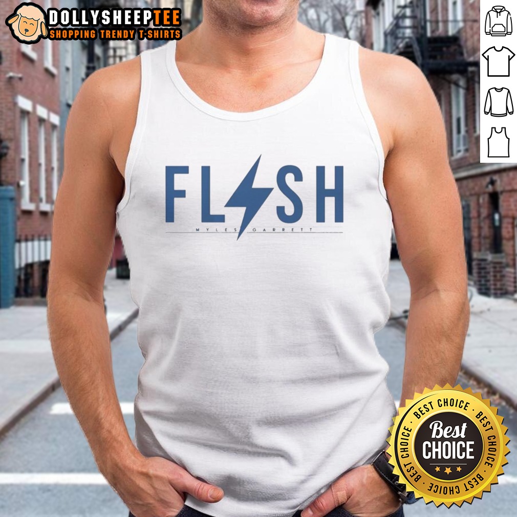 Official Myles Garrett Flash Logo Design NFLPA Graphic Apparel Cotton Shirt - Image 5