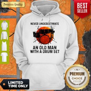 Alternative view of Never Underestimate An Old Man With A Drum Set Shirt