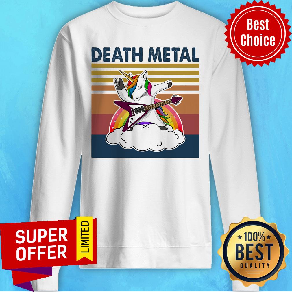 Top Death Metal Unicorn Vintage Retro Shirt - Image 2