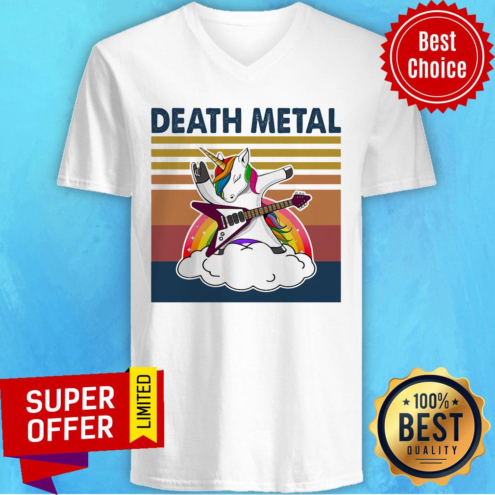 Top Death Metal Unicorn Vintage Retro Shirt - Image 4