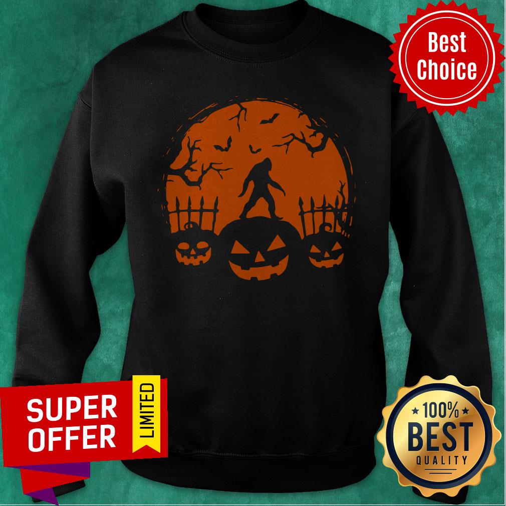 Funny Halloween Night Pumpkins Bigfoot Shirt - Image 2