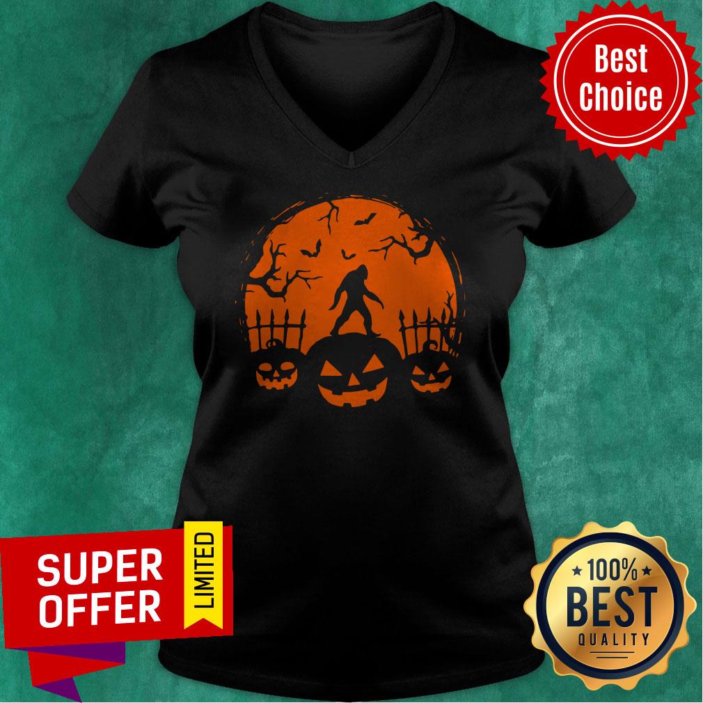 Funny Halloween Night Pumpkins Bigfoot Shirt - Image 4