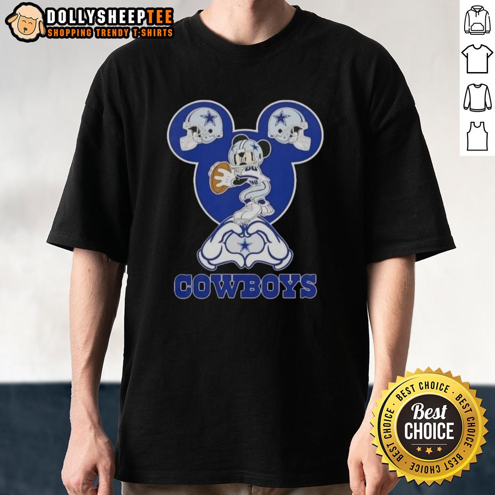 Official Mickey Hands Heart Love Dallas Cowboys Football T-Shirt