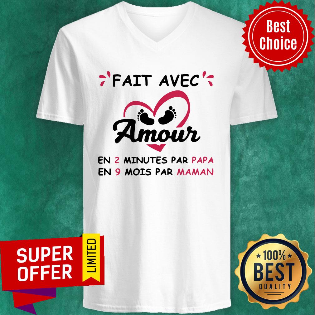Official Fait Avec Amour En 2 Minutes Par Papa En 9 Mois Par Maman Shirt - Image 3