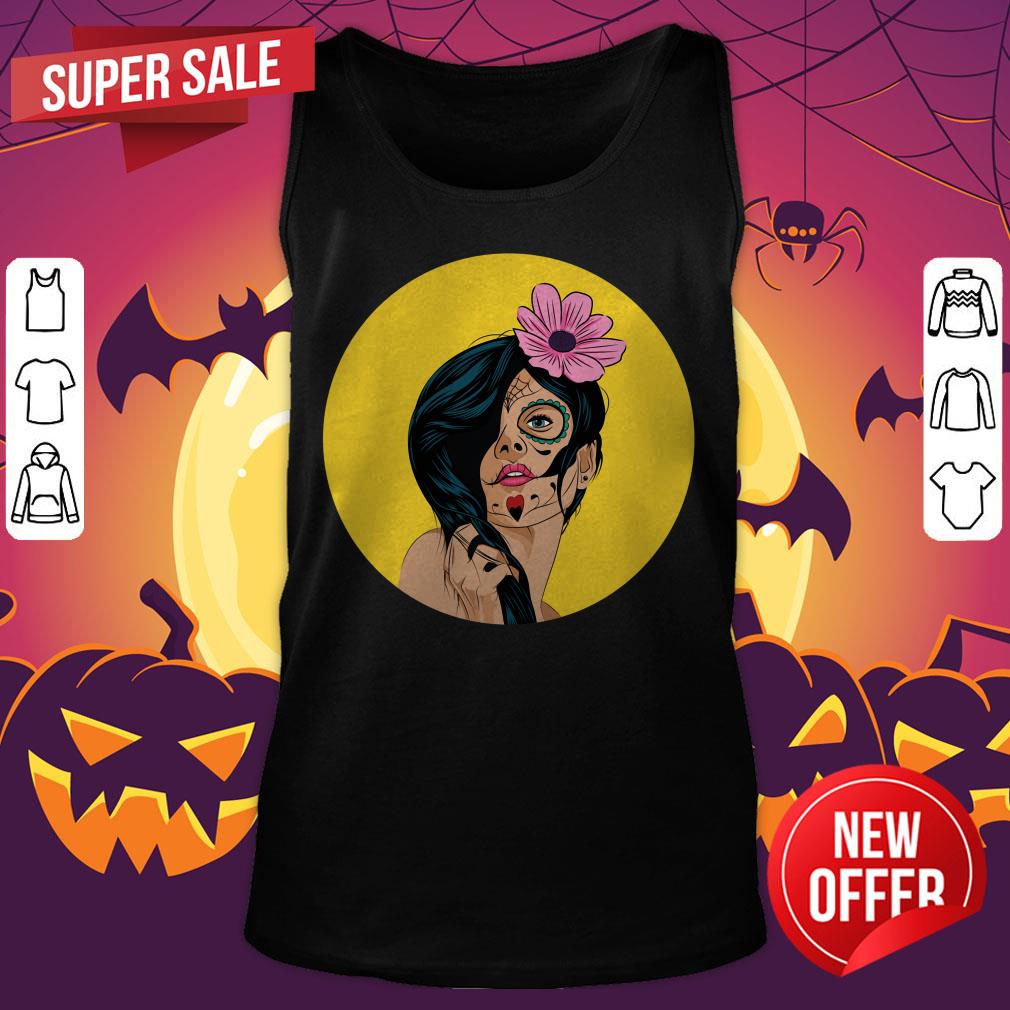 Pop Catrina Sugar Skull Woman Day Of Dead Día De Los Muertos Shirt - Image 4