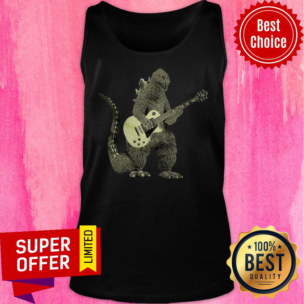 Awesome Godzilla Playing Guitar Shirt - Image 4