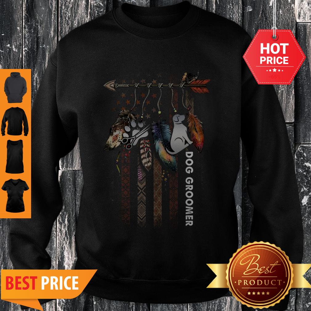 Nice Dream Catcher Native American Flag Dog Groomer Shirt - Image 3