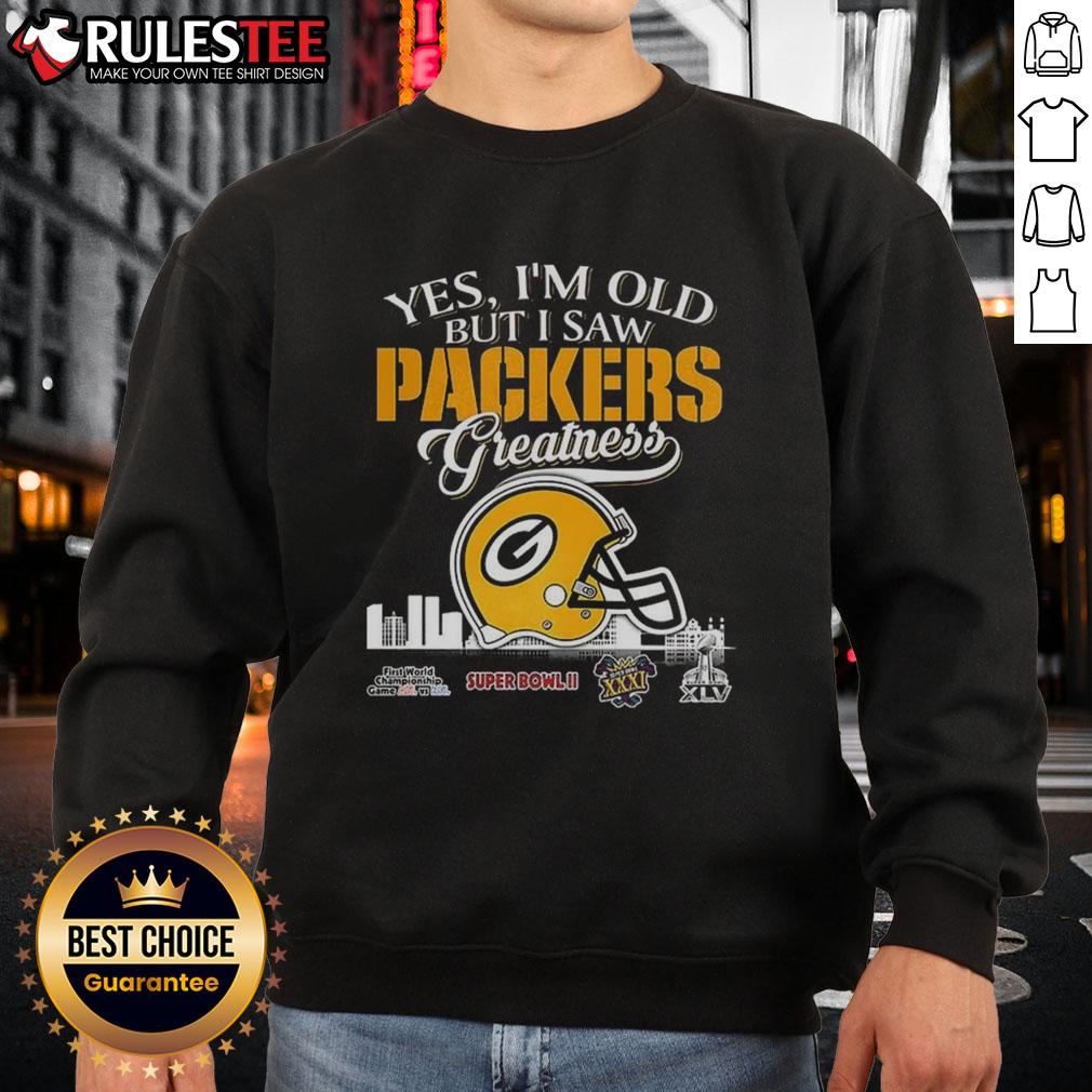 Awesome Yes I'm Old But I Saw Green Bay Packers Greatness Super Bowl Helmet Skyline T-Shirt - Image 5