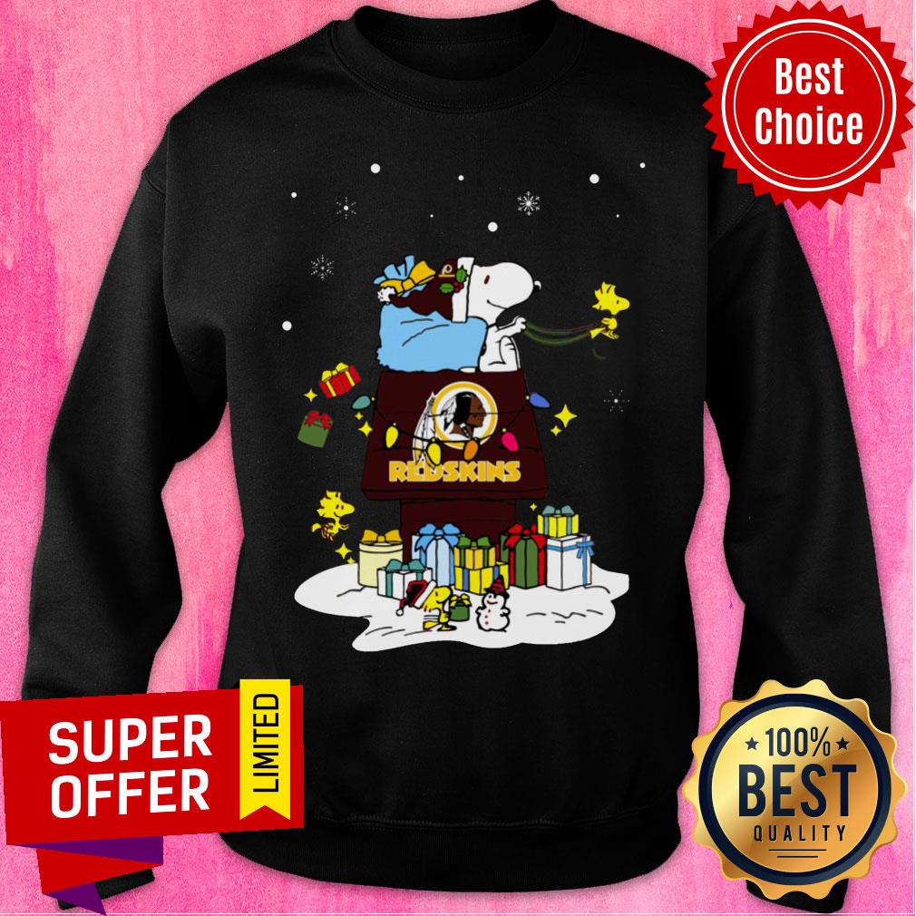 Top Washington Redskins Santa Snoopy Wish You A Merry Christmas Shirt - Image 4