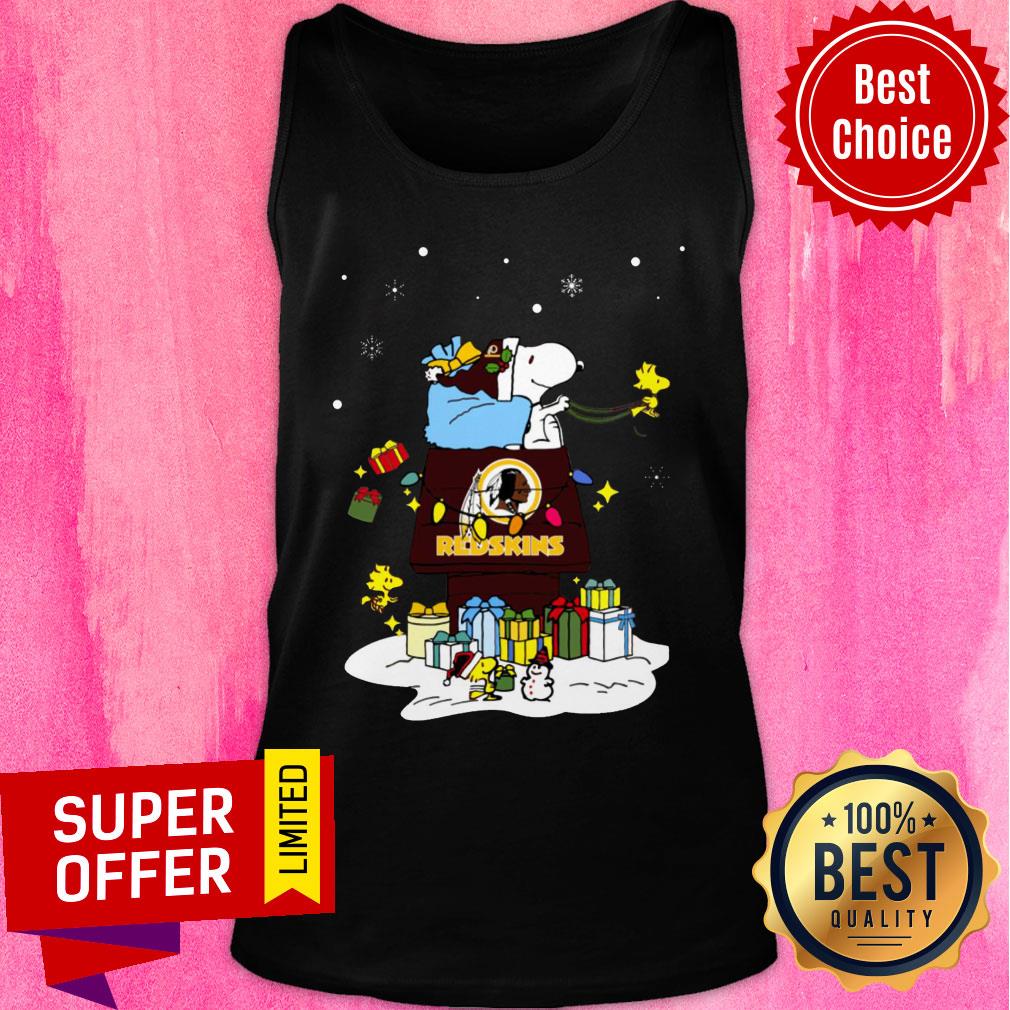 Top Washington Redskins Santa Snoopy Wish You A Merry Christmas Shirt - Image 3