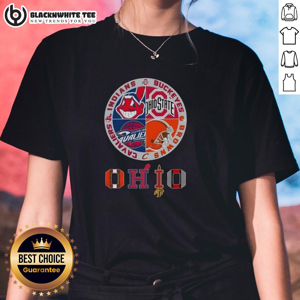 Good Cleveland Guardians X Ohio State Buckeyes And Cleveland Cavaliers X Cleveland Brown Logoo Ohio T-Shirt - Image 3