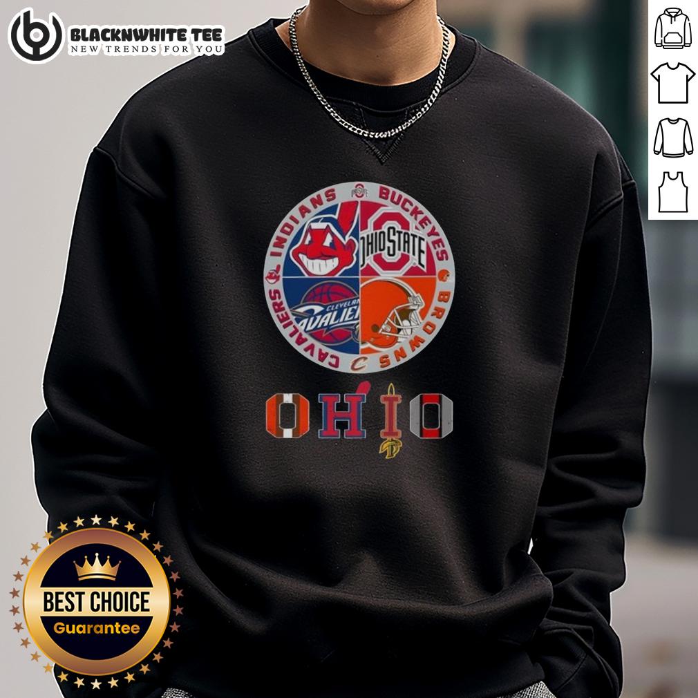 Good Cleveland Guardians X Ohio State Buckeyes And Cleveland Cavaliers X Cleveland Brown Logoo Ohio T-Shirt - Image 5