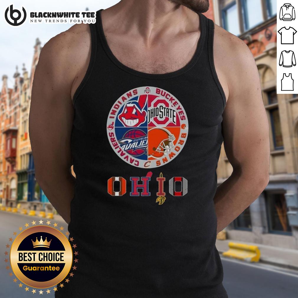 Good Cleveland Guardians X Ohio State Buckeyes And Cleveland Cavaliers X Cleveland Brown Logoo Ohio T-Shirt - Image 4