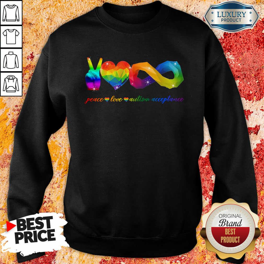 LGBT Peace Love Autism Acceptance Shirt - Image 5