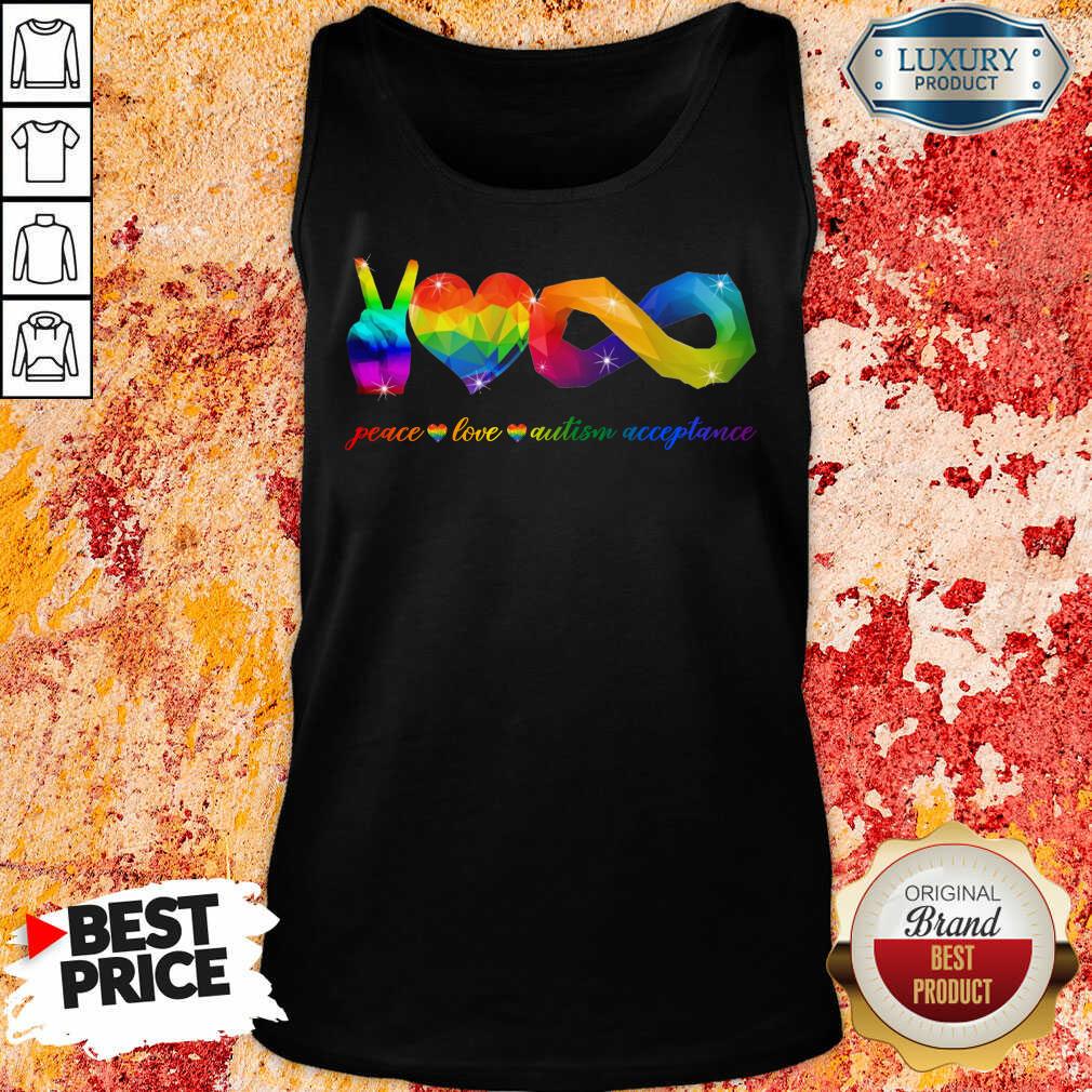 LGBT Peace Love Autism Acceptance Shirt - Image 4