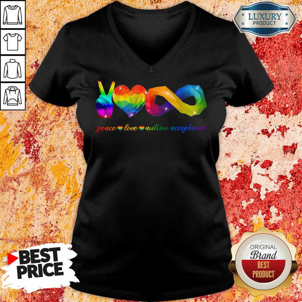 LGBT Peace Love Autism Acceptance Shirt - Image 3