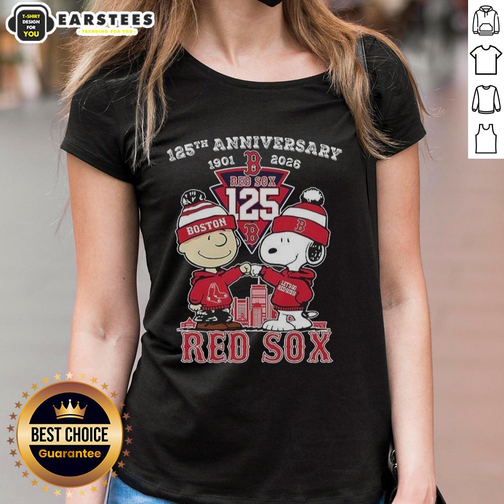 Awesome Boston Red Sox Charlie Brown And Snoopy 125th Anniversary 1901 2026 T-Shirt - Image 3