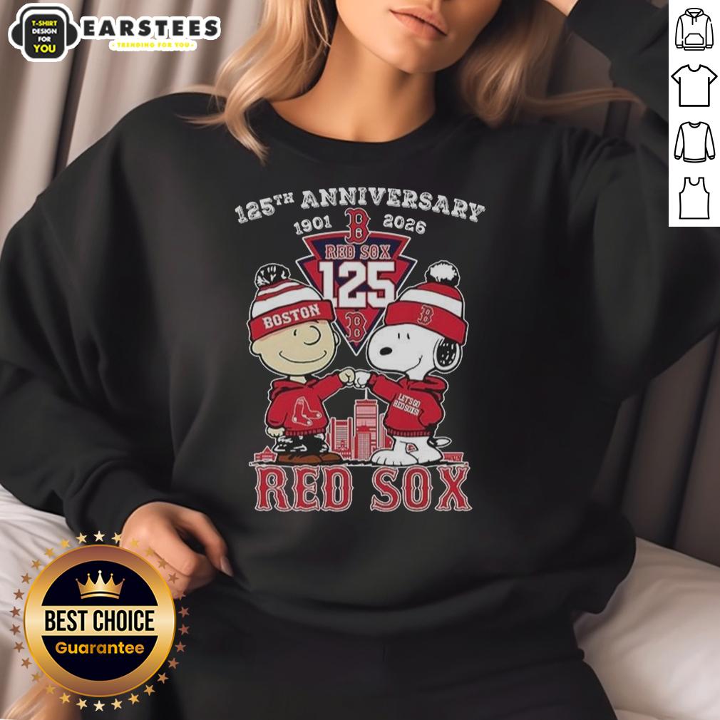 Awesome Boston Red Sox Charlie Brown And Snoopy 125th Anniversary 1901 2026 T-Shirt - Image 5