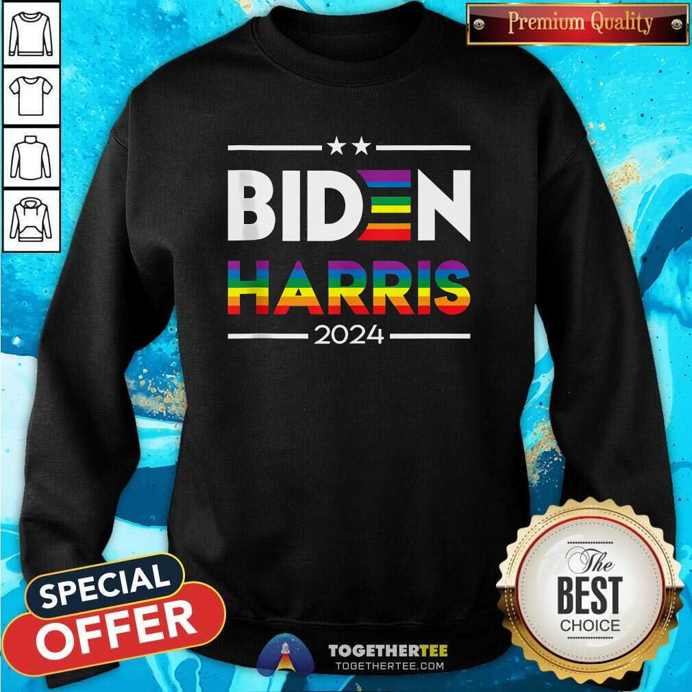 Funny Joe Biden Kamala Harris 2024 Rainbow Gay Pride LGBT T-Shirt - Image 5