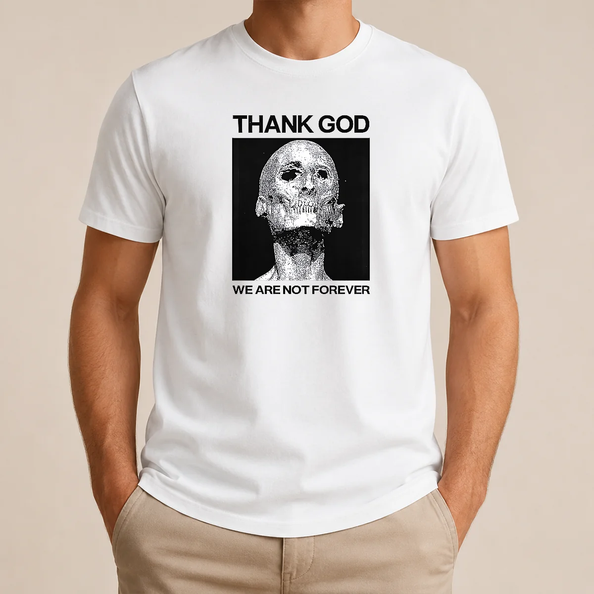 Premium Thank God We Are Not Forever Skull Art Memento Mori Shirt