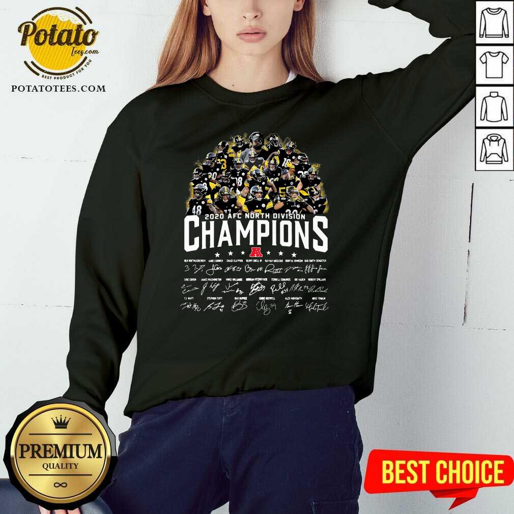 Nice Pittsburgh Steelers 2020 AFC North Division Champion Signatures Shirt - Image 4