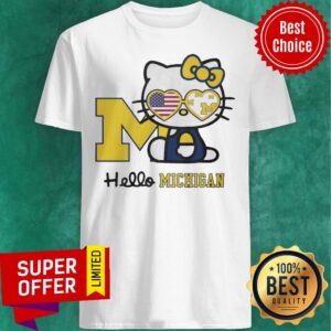 Nice Michigan Hello Kitty American Flag Shirt