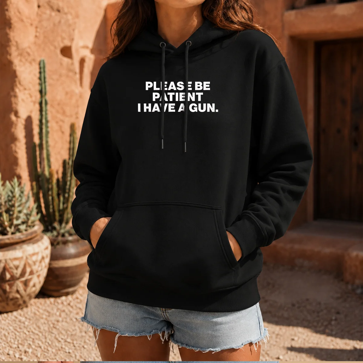 Pretty Please Be Patient I Have A Gun Quote Shirt - Image 6