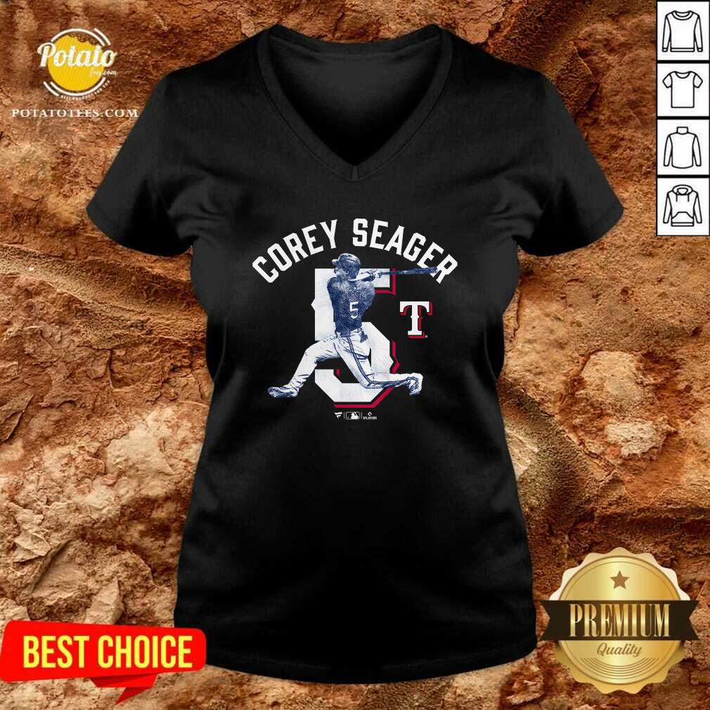 Corey Seager Royal Texas Rangers Player Swing T-Shirt - Image 2