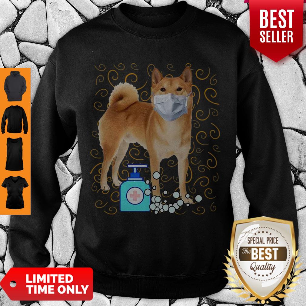 Cute Shiba Inu Mask Wash Your Hand Survived Coronavirus Shirt - Image 3