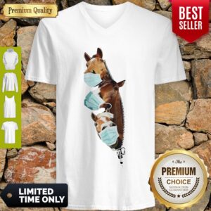 Alternative view of Cute Horses Wear Medical Mask Zipper Covid19 Shirt