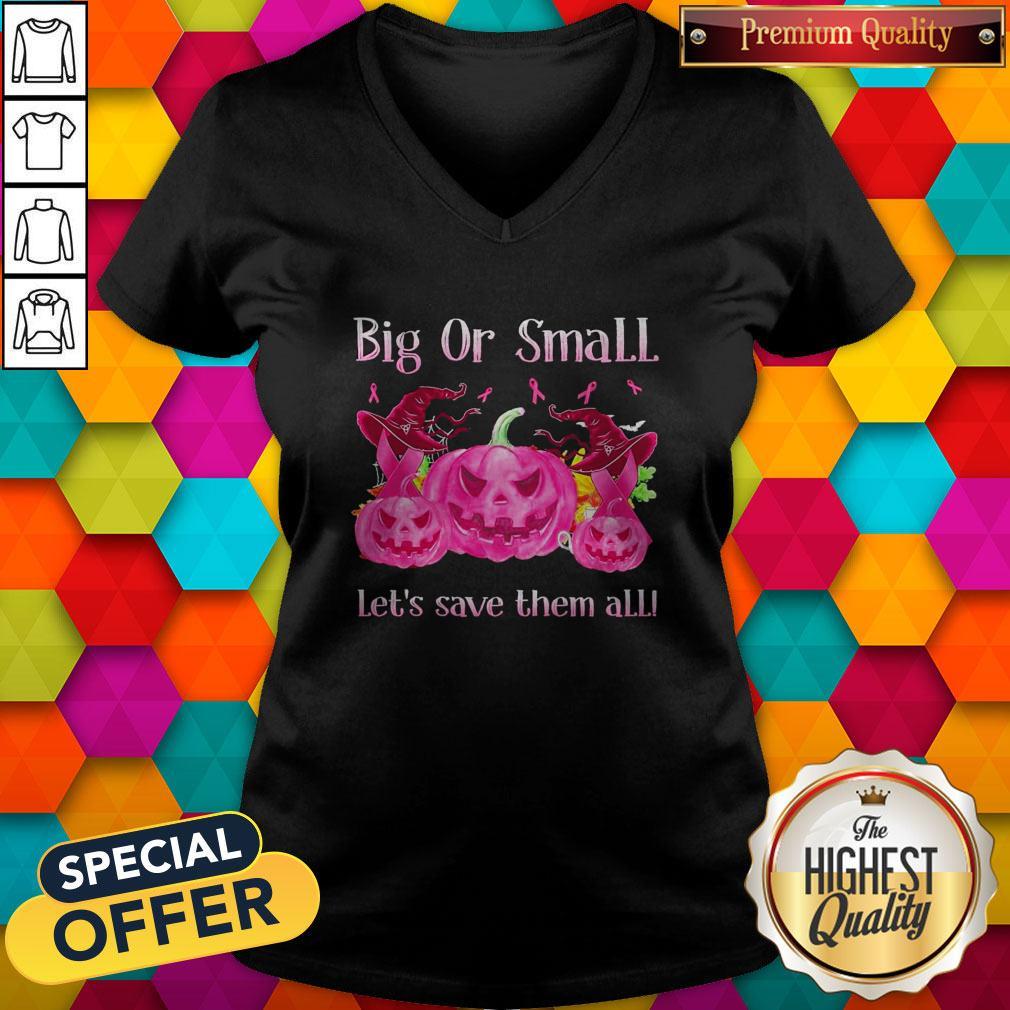 Big Or Small Lets Save Them All Pink Halloween Shirt - Image 2