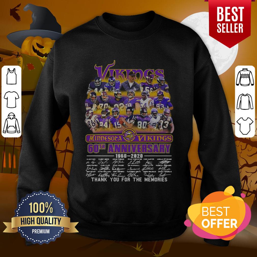 Minnesota Vikings 60th Anniversary 1960 2020 Thank You For The Memories Signatures Shirt - Image 4