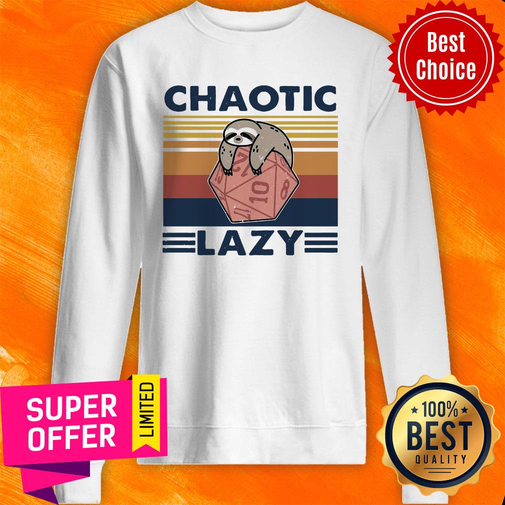 Official Sloth Chaotic Lazy Vintage Shirt - Image 2