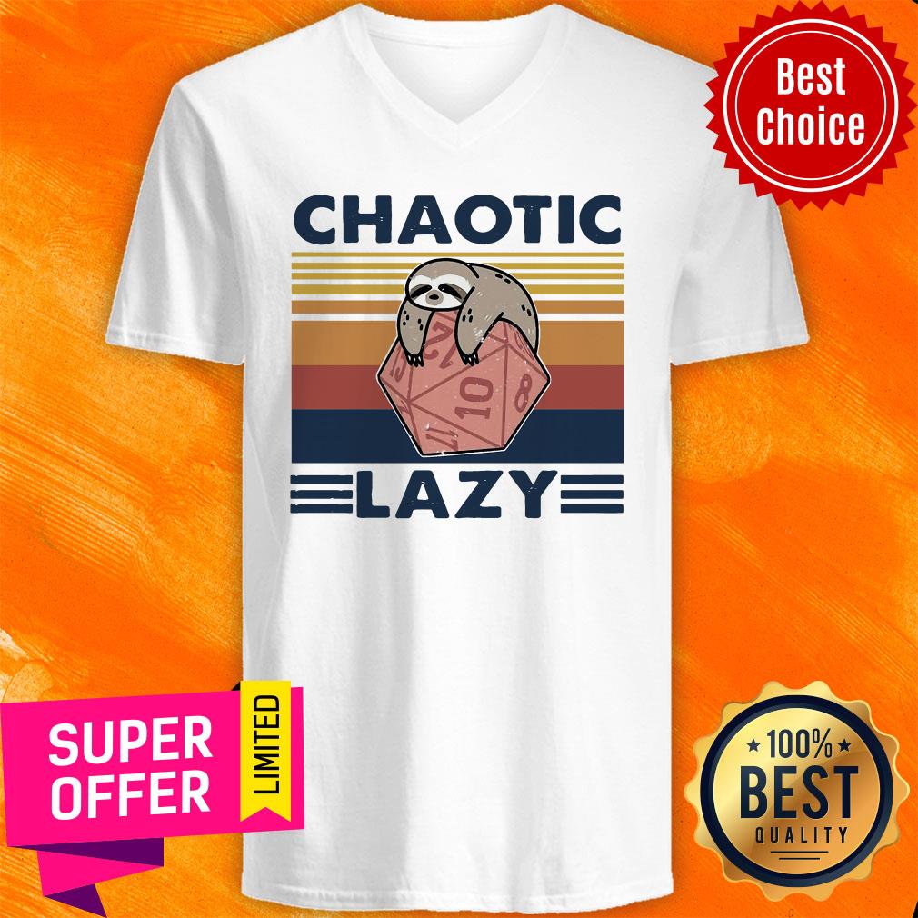 Official Sloth Chaotic Lazy Vintage Shirt - Image 4